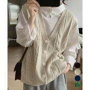 【日本倉庫即納】 Vネックニットベストレディースニットジレ