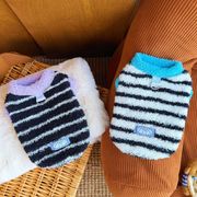 犬猫兼用 厚手フリース裏地ストライプベスト 防風あったか秋冬用ペット服 直送