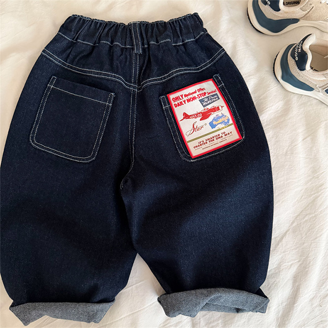 2026春※YMM☆キッズロングパンツ シンプルタグ デニムパンツ ストレートパンツ 男女兼用