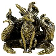 【納期1～2ヶ月】定形 真鍮 九尾 狐 ミニ 置物 神話の狐像 ミニチュア 九尾の狐 銅製像 デスクオーナメント