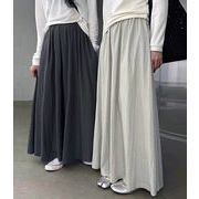 【2026新作】 ワッシャー フレア ロング スカート ウエストゴム ギャザー