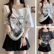 オフザショルダー半袖TシャツV00091