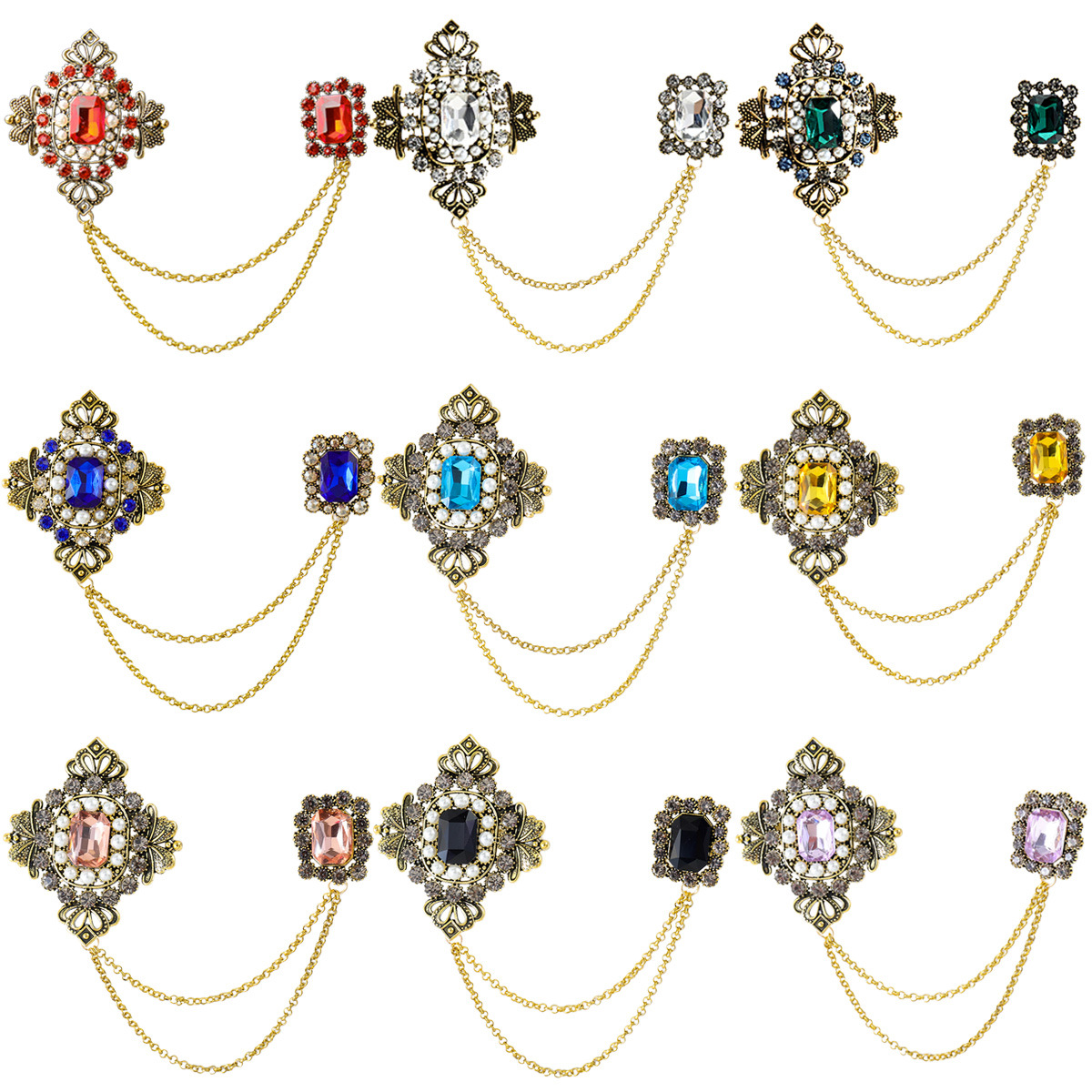 チェーンブローチ メンズシャツ装飾メタルクリップ レディース タキシードネクタイハットスカーフ06821