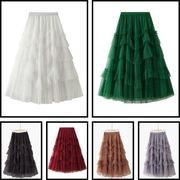スタイルフェアリーファッション伸縮性のあるタイウエストレースメッシュスカートV00208