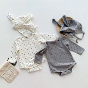 2025春新作 ベビードット柄長袖ロンパース＆帽子