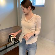 今季マストバイ   気質   韓国風   クルーネック  釦付き  ニット＋キャミソール  2 点セット