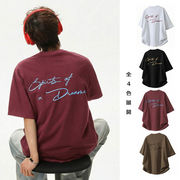 メンズ アメリカンレトロ プリントTシャツ 夏 新作 半袖Tシャツ カップル ペア ゆったり カジュアル★全4色