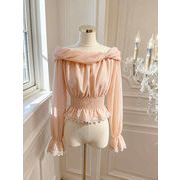 2026年INS 春夏新作   気質  早春新作  フリル  レース   ベルスリーブ   ブラウス  シャツ