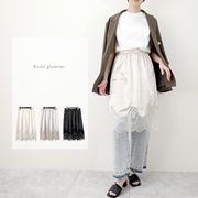 【2026新作】サテン　裾レース　ミディスカート(33245)