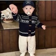 2026春秋子供服 可愛い ニットセーター&パンツ セットアップ 韓国風 ベビー服 キッズ服 [73~110cm]