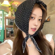 三角スカーフ　ドット柄　レディース　韓国ファッション　かわいい