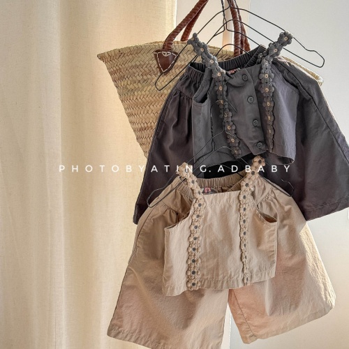 2026 春夏新作 新品 ★ 韓国風 子供服★タンクトップシャツ＋ショートパンツ 2点セット 80-130cm