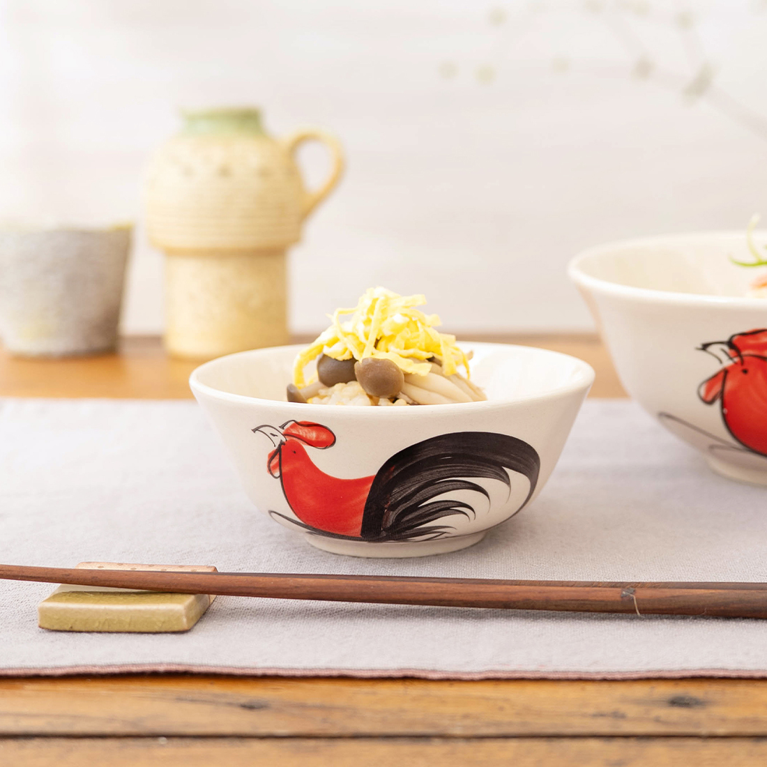 セラミックボウル タイ伝統鶏柄[陶器食器皿トレートレイニワトリにわとり手描きタイアジア26SS]