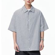 PX0035 2026年春夏新作 シャツ ユニセックス レトロ チェック 半袖 ゆったり カジュアル トップス