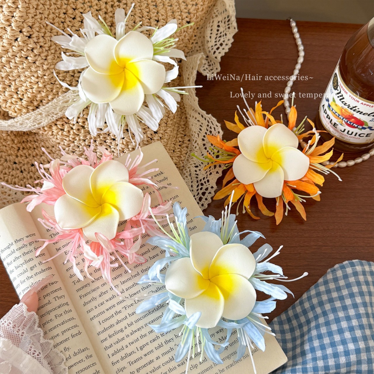花飾り 4色 プルメリア ヘアクリップ 花 ヘアピン フラワーズのヘアクリップ