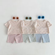 2026春夏※セットアップ ルームウェア ハートTシャツ＋ボーダーショートパンツ 女の子
