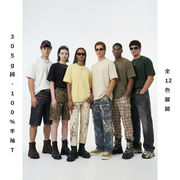 メンズ 305G コットンTシャツ ドロップショルダー 無地 ストリート系 半袖トップス ストリート系★全12色