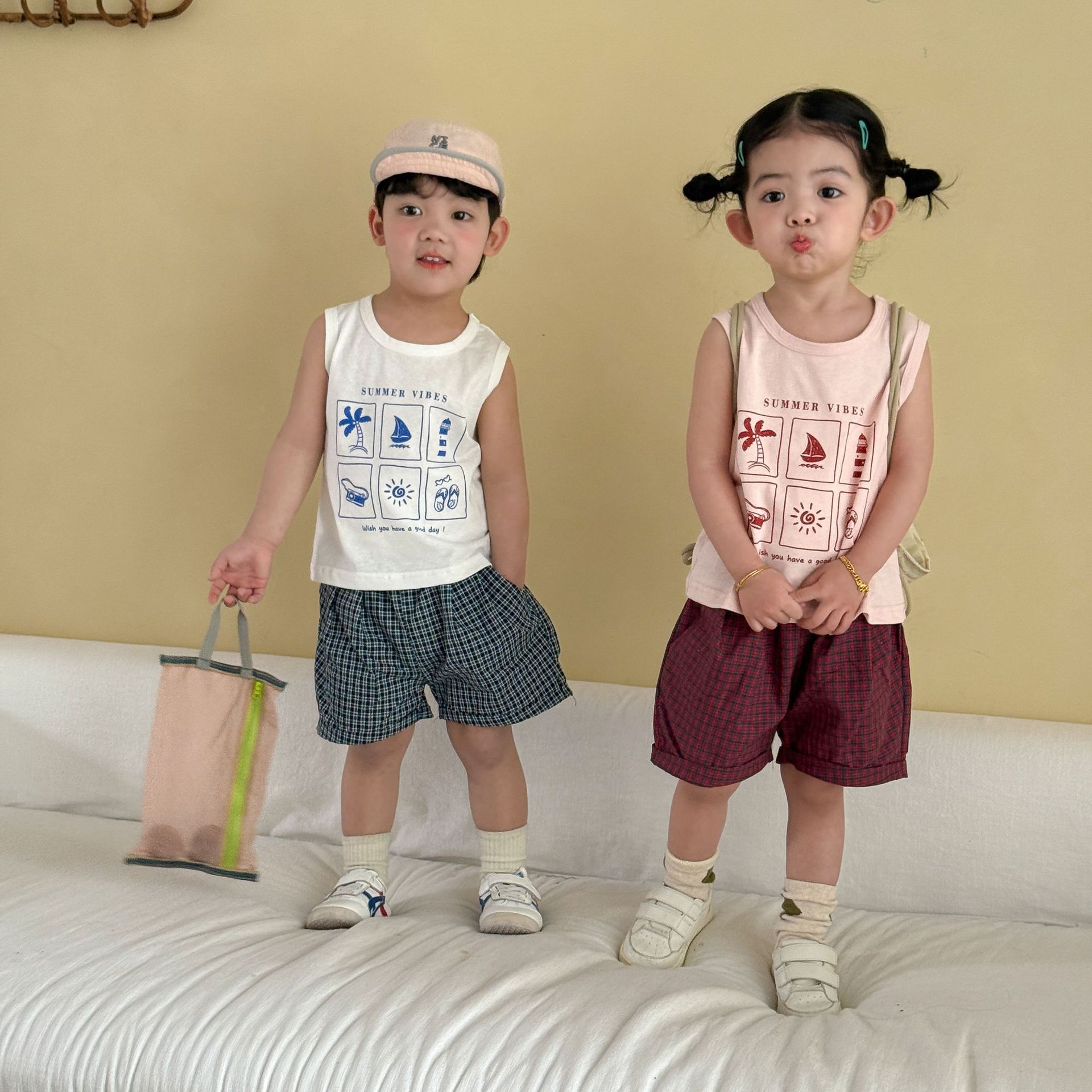 2026春夏子供服 可愛い ベスト&ショートパンツ 2点セット 韓国風 
