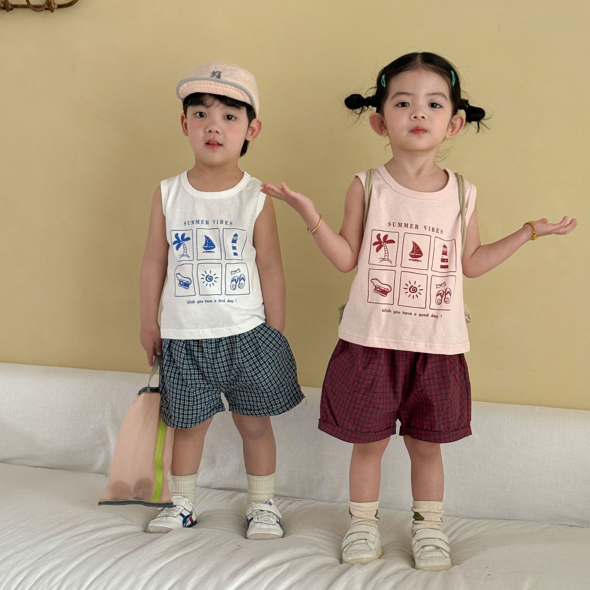 2026春夏子供服 可愛い ベスト&ショートパンツ 2点セット 韓国風 