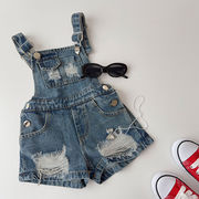 2026夏服※T&Q☆アメリカンレトロ ダメージデニム サロペット 女の子