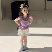 2026夏服※SX☆小香風 立体フラワー ノースリーブ タンクトップTシャツ 小花柄ショートパンツ