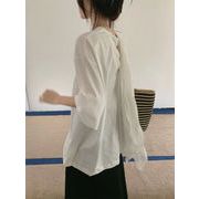 今季マストバイ  シンプル   ゆったり  バックリボン T シャツ＋ブラックミモレスカート セット