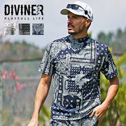 【春の新作】ペイズリー柄半袖モックネックTシャツ/DIVINER GOLF