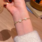 欧米爆売 キラキラゴールドプレート ブレスレット レディース スライド式