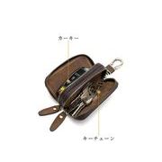 キーケース 革 スマートキー レザー  キーケース 牛革 キーケース メンズダブルファスナー ポケット 本革