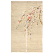 【日本製！人気の洛柿庵！職人の創作！麻100％のこだわりの品！】のれん「源平枝垂れ桃」