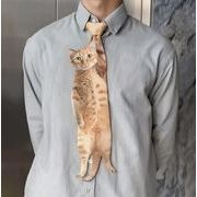 猫柄 おもしろ猫プリント ネックスカーフ 蝶ネクタイ ボウタイ 個性派