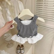 新入荷 キッズ 夏服 フリル切り替えタンクトップ