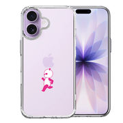 iPhone17 側面ソフト 背面ハード ハイブリッド クリア ケース ピンク Panda パンダ 小走り