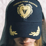 ハート ヘビ柄 ゴールド 刺繍 ワッペン キャップ 帽子 レディース 個性的 お洒落