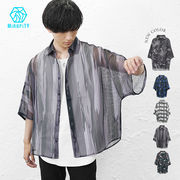 【総柄メッシュドルマンシャツ】メンズ レディース 半袖 シアー モード 夏服 新作 2026