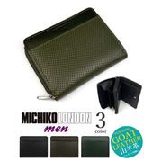 お買い得！全3色 MICHIKO LONDON (ミチコロンドン)パンチング型押しゴートレザー 二つ折り財布 RF小銭入れ