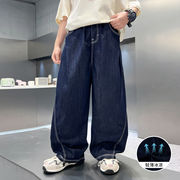 2026新作 夏 男児 防蚊 デニム ストレート ロングパンツ