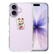 iPhone17 側面ソフト 背面ハード ハイブリッド クリア ケース 幸福の猫 猫招き