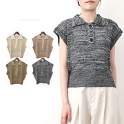 □SALE□アクリル麻タッチ　メッシュニット　ポロ　プルオーバー(33274)