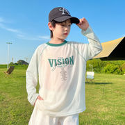 2026新作 夏 男児 UVカット 配色 長袖Tシャツ