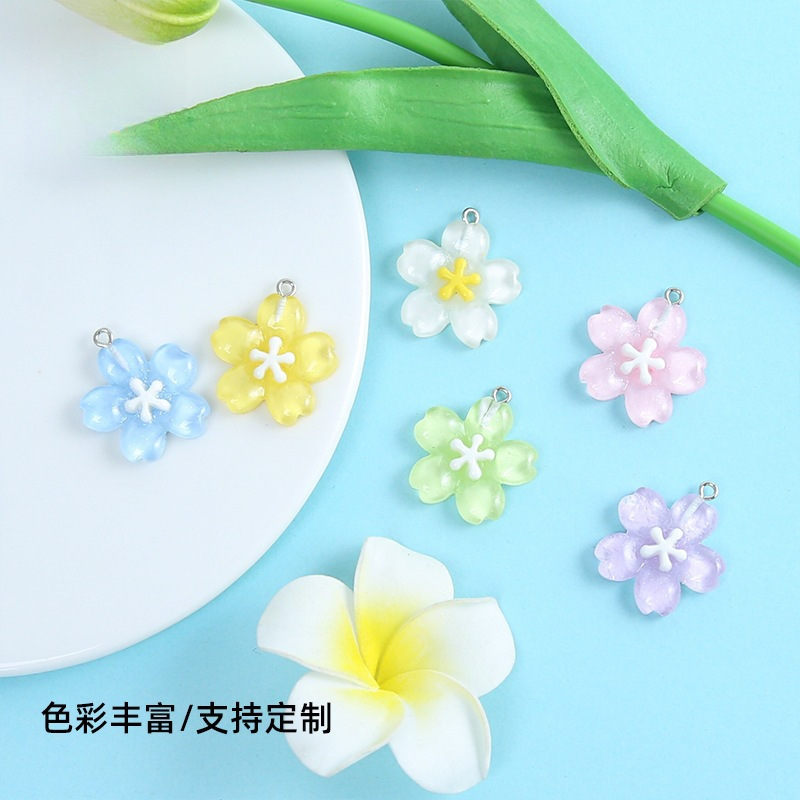 ハンドメイド　透明な中の小花　チャーム 透明桜チャーム手作りDIYキット キーホルダーパーツ | 卸売・ 問屋