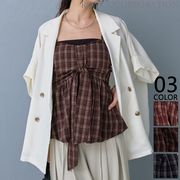 【2026新作商品♪】チェック柄バルーンヘムキャミソール