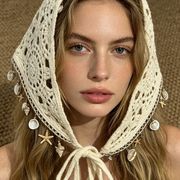 三角バンダナ ボヘミアン柄 ヘッドスカーフ ビーチ小物 マルチウェイ