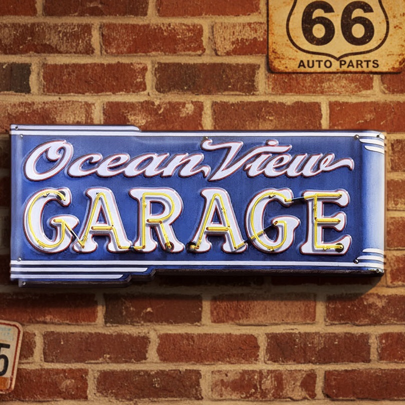 アンティークエンボスプレート Ocean View GARAGE★