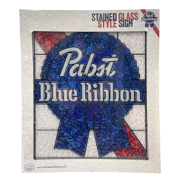 PABST BLUE RIBBON ステンドグラス スタイル プラスチックサイン