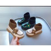 【子供ブーツ】秋冬新作　裏毛付き靴★可愛いブーツ★子供靴下ブーツ★キッズシューズ★23-31