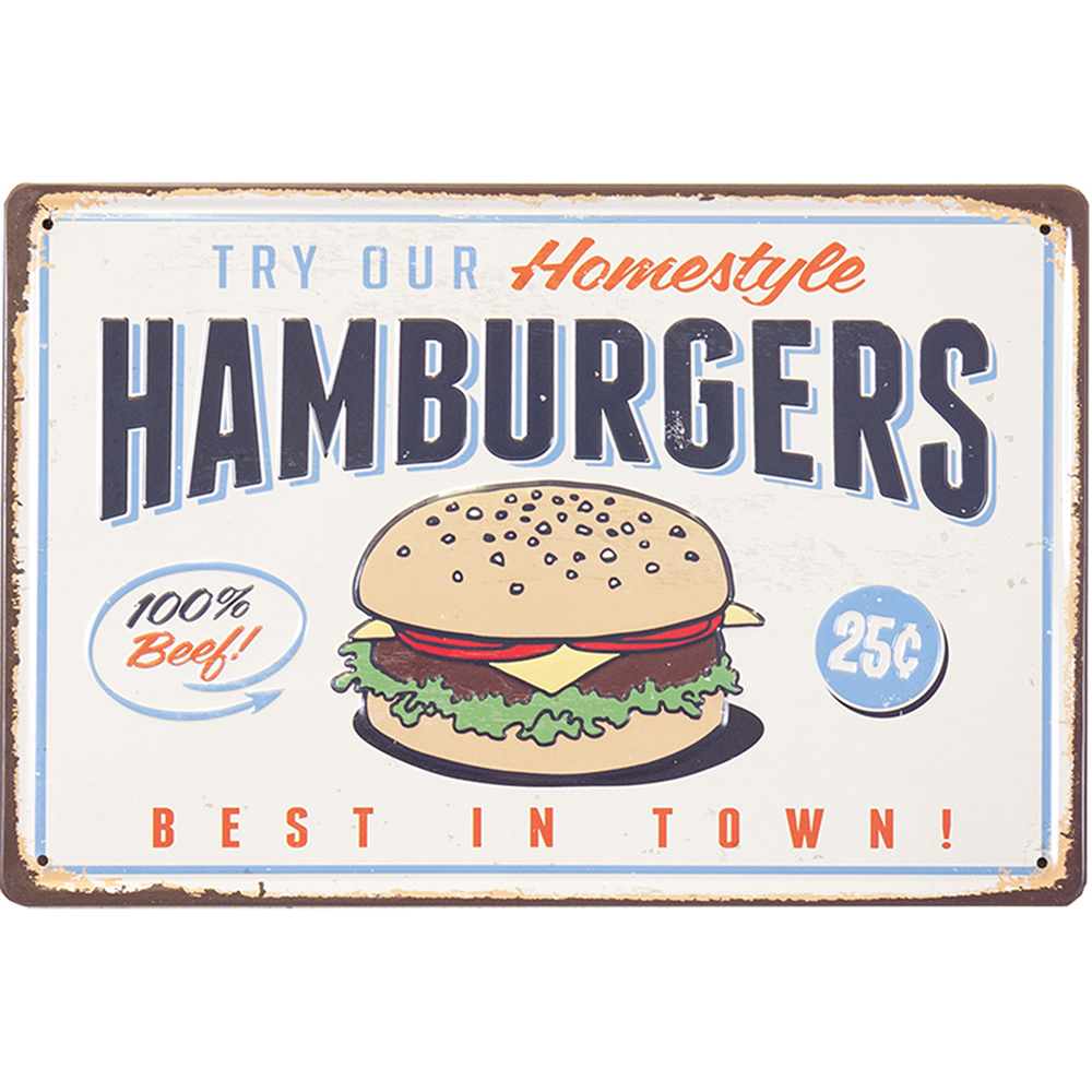 アンティーク メタルエンボスプレート(S)★BEST IN TOWN HAMBURGERS★