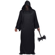 ハロウィン黒ローブ フード付き 成人用 コスプレ・ステージ両用衣装