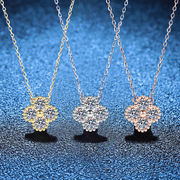 クローバー ネックレス モアサナイト 首飾り レディース シルバー925 アクセサリー ジュエリー 可愛い